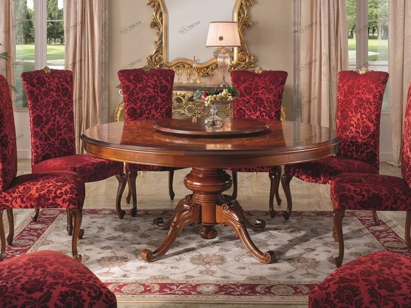 SCAPPINI & C Круглый обеденный стол из орехового дерева с ленивой сьюзан 35th anniversary 300/ls