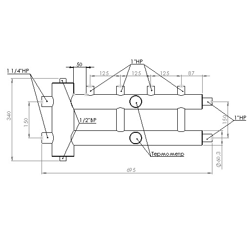 Купить Распределительный коллектор с гидрострелкой 85 кВт, 2+1 контур Прокситерм GSK3221 - Вид №7