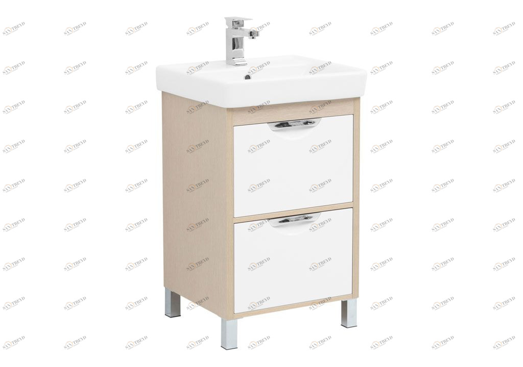 Тумба с раковиной Aquanet Гретта 50 New светлый дуб (2 ящика) 0023939900215661