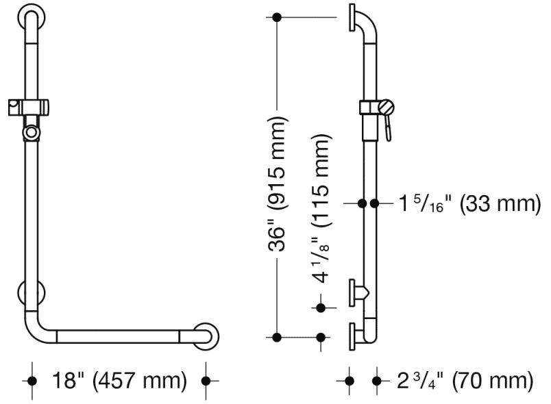 801.33BUS200 Угловая ручка с держателем для душа (ada) HEWI Edition matt | Polyamid  - Вид №5