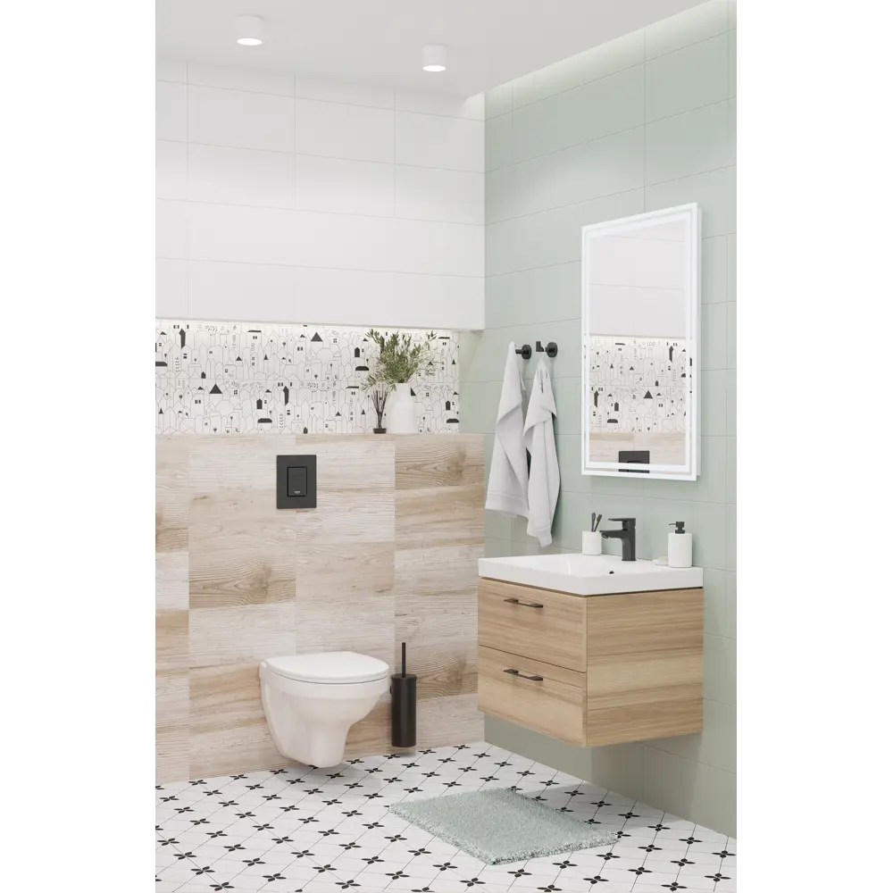 Глазурованный керамогранит Lb Ceramics Плэй Макси 30x30 см 0.9 м² матовый цвет черно-белый STLM-2009684 - Вид №3