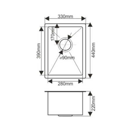 Мойка H3344 MELANA ProfLine 3,0/200 САТИН врезная прямоугольная H3344 H3344 сатин - Вид №1