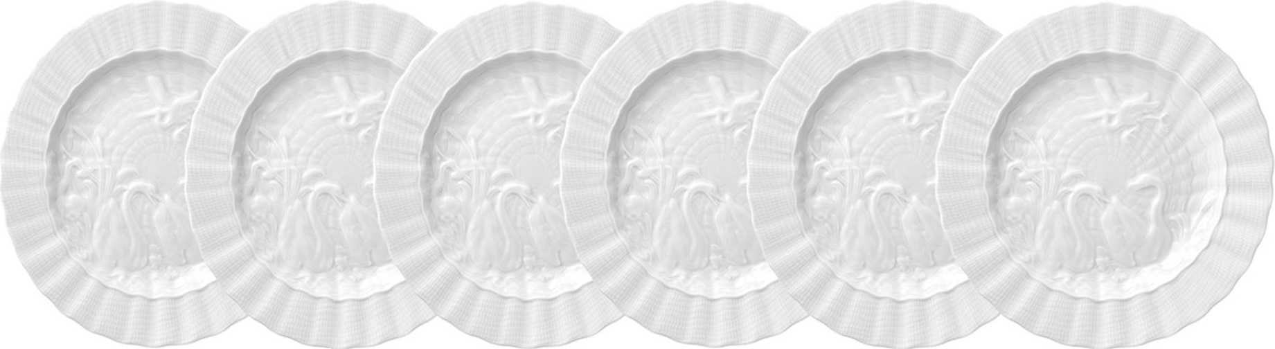 10664300 Meissen Набор из 6 тарелок закусочных Meissen "Лебединый сервиз" 22см Фарфор, Керамика 