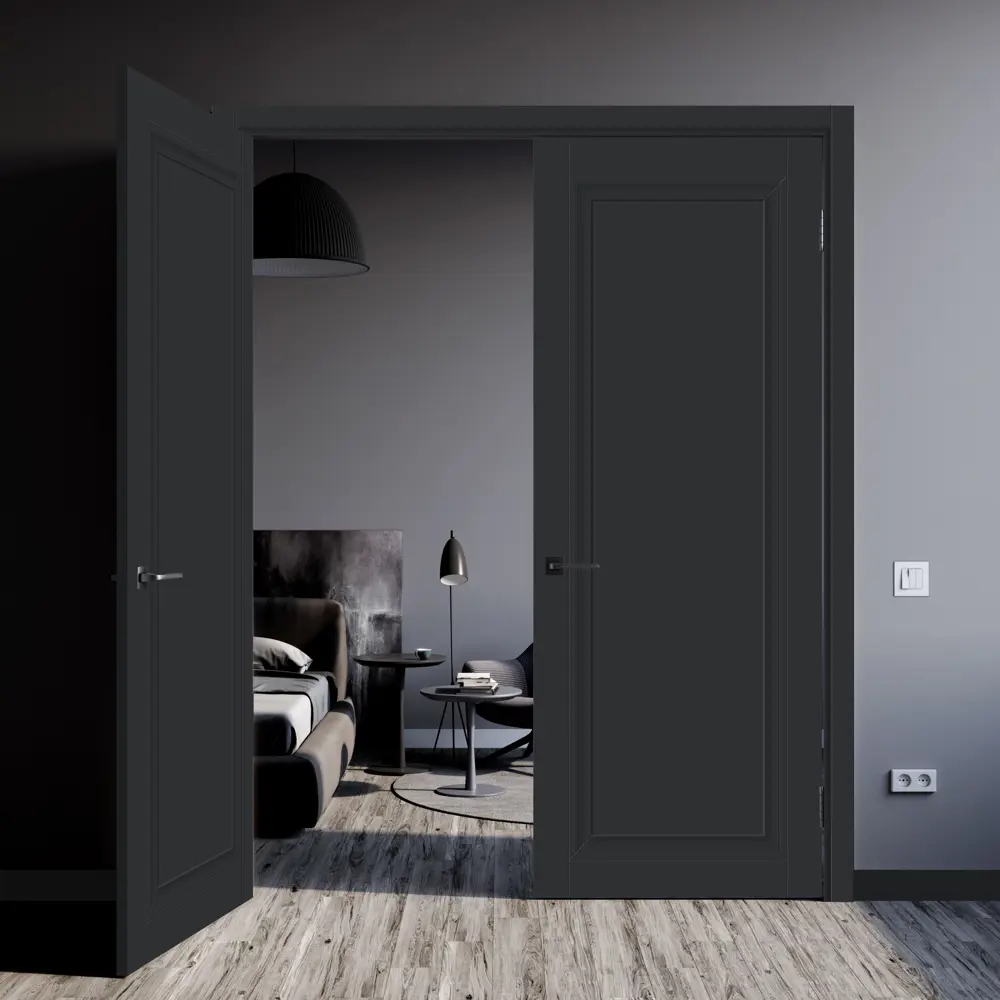 Дверь межкомнатная глухая Нобиле 90x200 см Hardflex цвет антрацит с замком МАРИО РИОЛИ STLM-2202390 - Вид №6