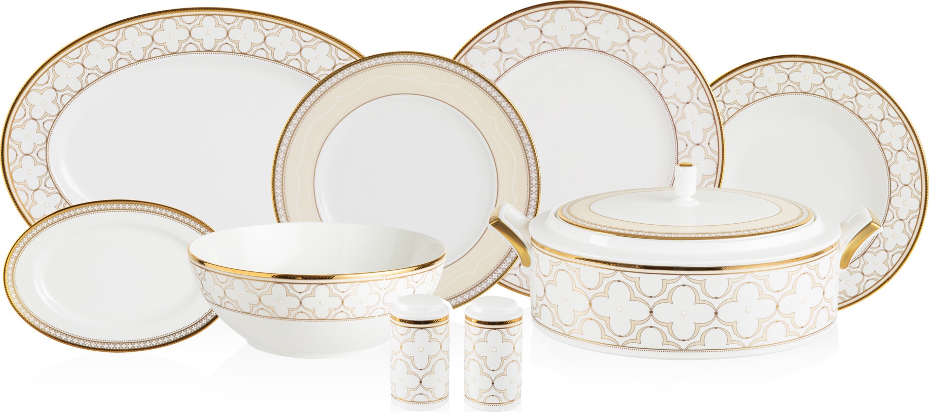 10669447 Noritake Сервиз столовый Noritake "Трефолио,золотой кант" на 6 персон 23 предмета Фарфор костяной 