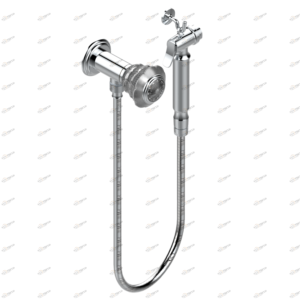 A41-5840/8 Душ гигиенический: вентиль, 1.25 м шланг, крючок, вывод для душа и лейка с клапаном (возможны только следующие покрытия A02, B01,C01, D03, E02, F01, G01,G02) Thg-paris Dahlia Хром A41 5840/8 A02 CAT.A