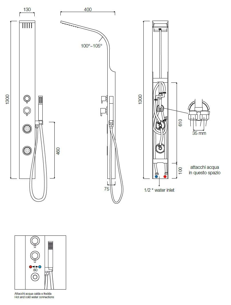 Настенная душевая колонна с переключателем TAMANACO VOLGA ARCH-00066806 - Вид №3