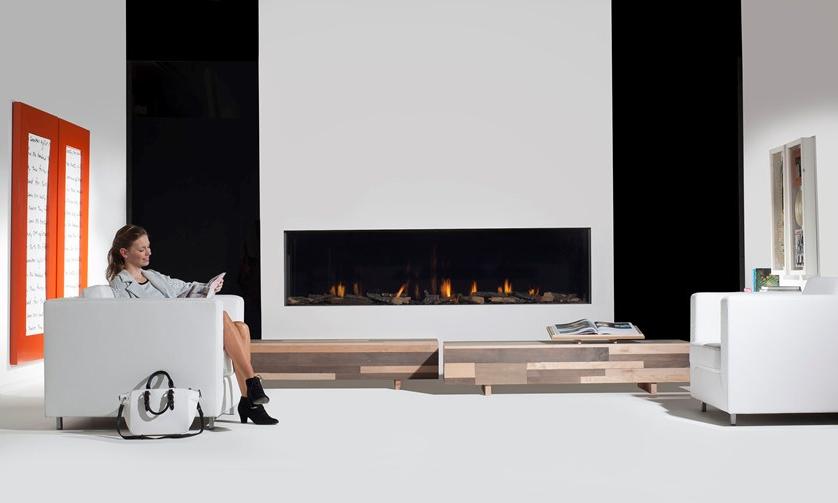 Element4 Настенный газовый стальной камин с панорамным остеклением sun-id-1440586 - Вид №5