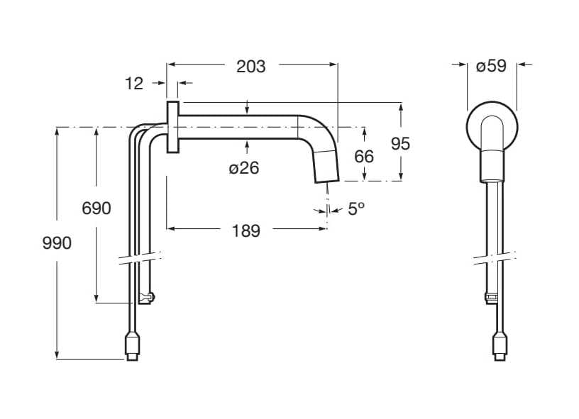Латунный настенный электронный смеситель для раковины без слива Roca лофт ARCH-00068199 - Вид №3