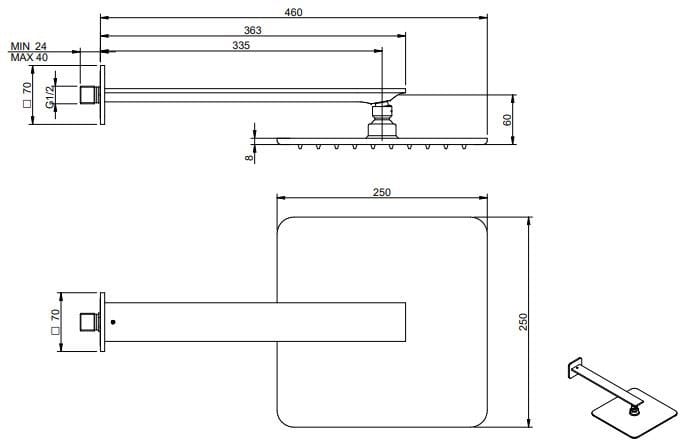Набор для душа из латуни с ручным душем Rubinetterie Treemme Ran ARCH-00037570 - Вид №3