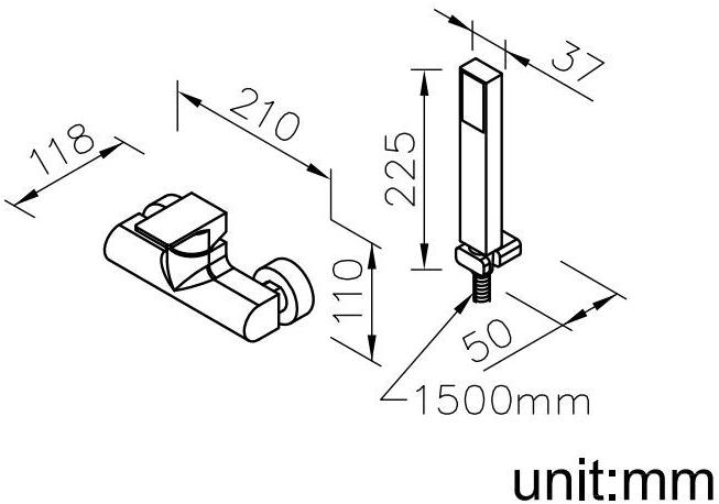 JUSTIME Смеситель для душа, однорычажный, с ручным душем Arch 6790-93-81cp - Вид №1