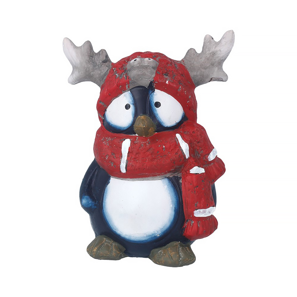 18058 Копилка пингвин "Рогатик" в красном шарфе большой 13.5 х 10 х 17.5 см Santreyd 
