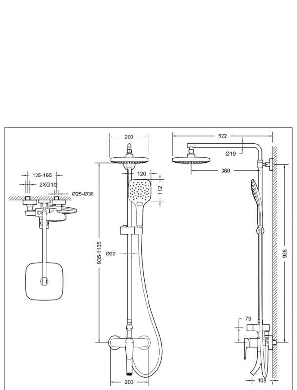 Душевая колонна со смесителем для ванны и душа SOURCE F6173218CP-A-ENG bravat - Вид №1