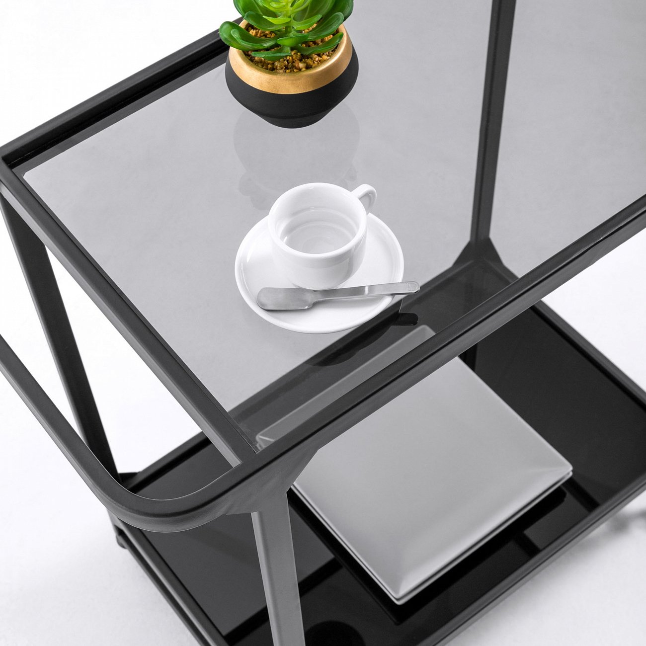 Столик сервировочный на колесиках черный 75 см Duilia от La Forma LA FORMA  345064 Бежевый  - Вид №2