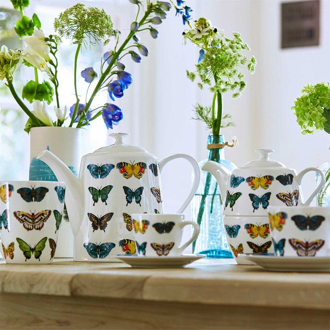 Кружка из костяного фарфора 340 мл белая "Бабочки" CHURCHILL ПТИЦЫ 00-3952075 Белый  - Вид №1