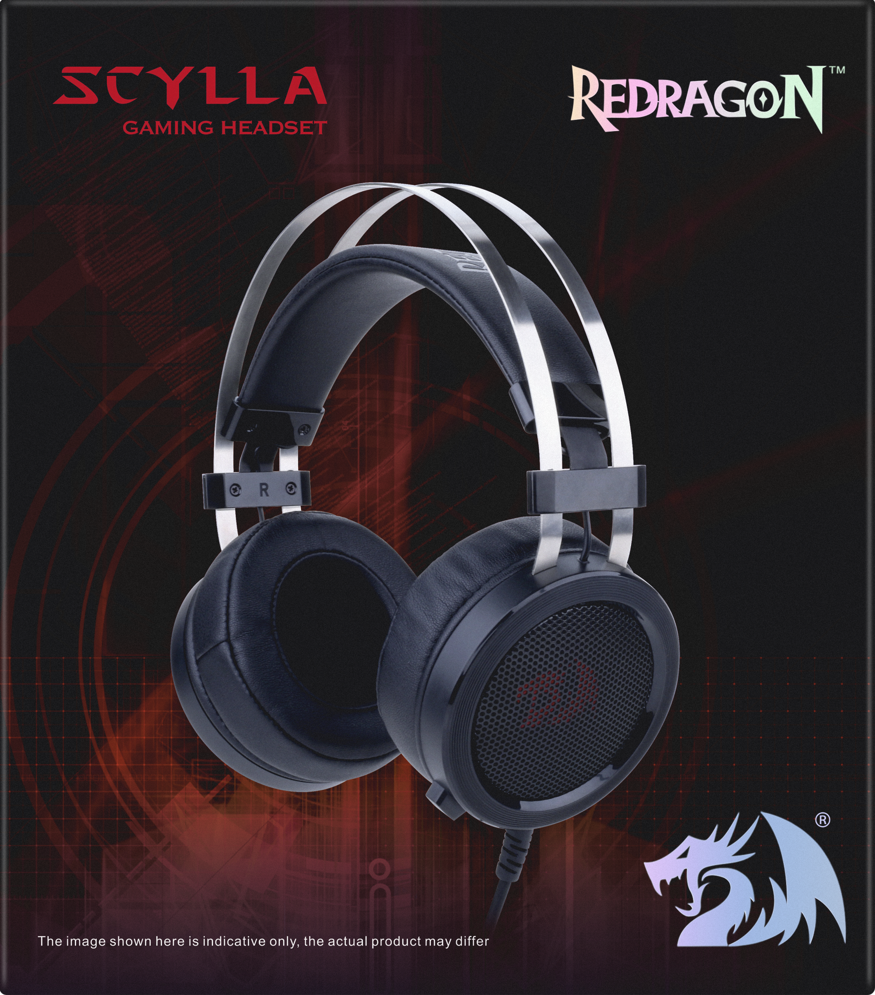75064 игровая гарнитура scylla черный+красный, кабель 2 м Redragon Santreyd  - Вид №2