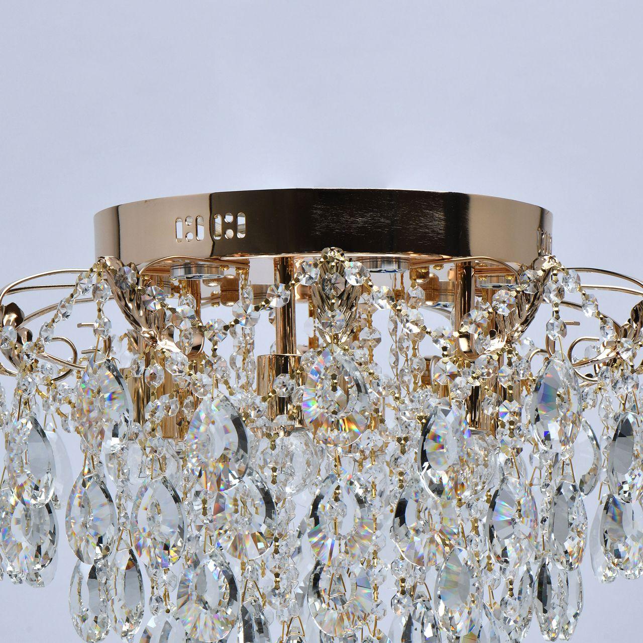 Люстра хрустальная потолочная золото 6 ламп 35 см De Markt City "Бриз" 111010112 DE MARKT ДИЗАЙНЕРСКИЕ, БРИЗ 328135 Золото;прозрачный  - Вид №1