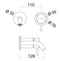 ONE034L Смеситель для раковины настенный на 2 отверстия Linki ONE, Внешняя часть, Полированная сталь - Вид №1