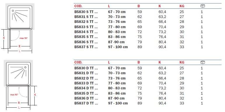 INDA® Душевая кабина стеклянная ниша с распашной дверцей Claire design B583…s/d - Вид №2
