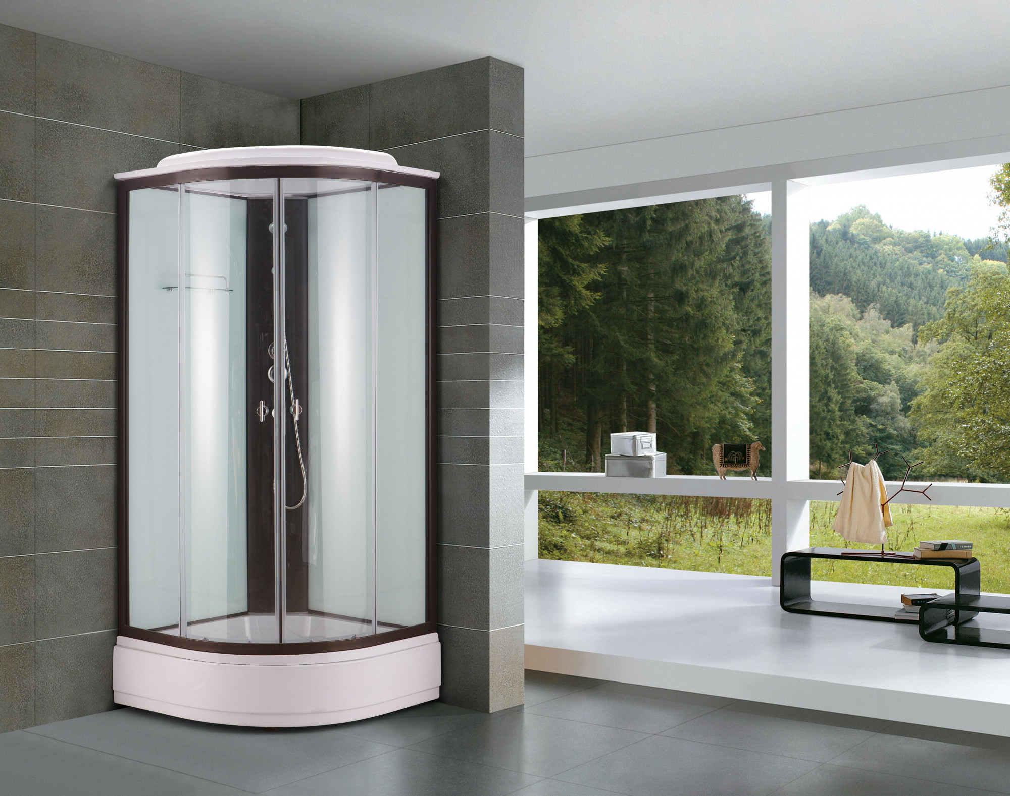 Душевая кабина NG- 6703-14 (800х800х2150) низкий поддон(26см) стекло ПРОЗРАЧНОЕ черные профиля Niagara Classic 67031414