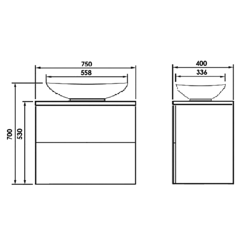 Тумба Otto 75 см., цвет белый. 2 ящика. Закруглённые бока у фасадов. Хром ORANGE sun-id-1516944 - Вид №6