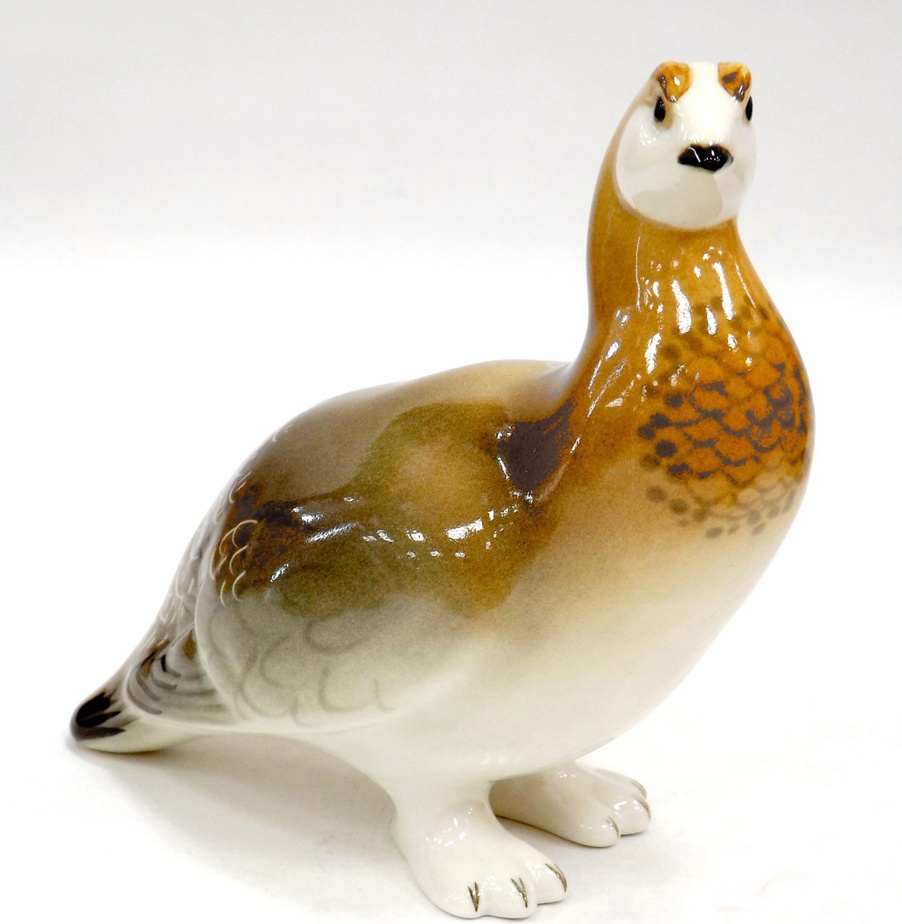 80363 Императорский фарфоровый завод Скульптура "Куропатка" Фарфор твердый 