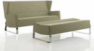 Billiani Кожаный диван на санках с высокой спинкой Inka steel