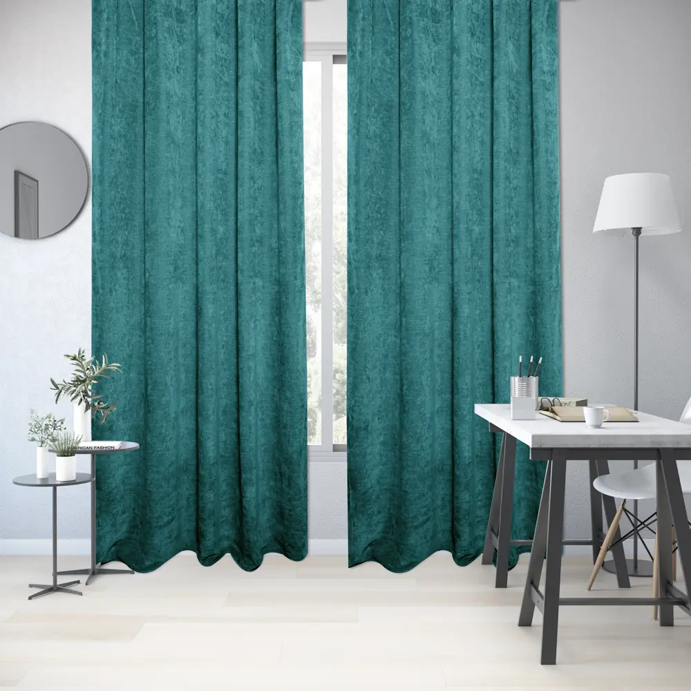 Штора на ленте Inspire Ryazan 200x280 см цвет зеленый 88935310 STLM-2033239 