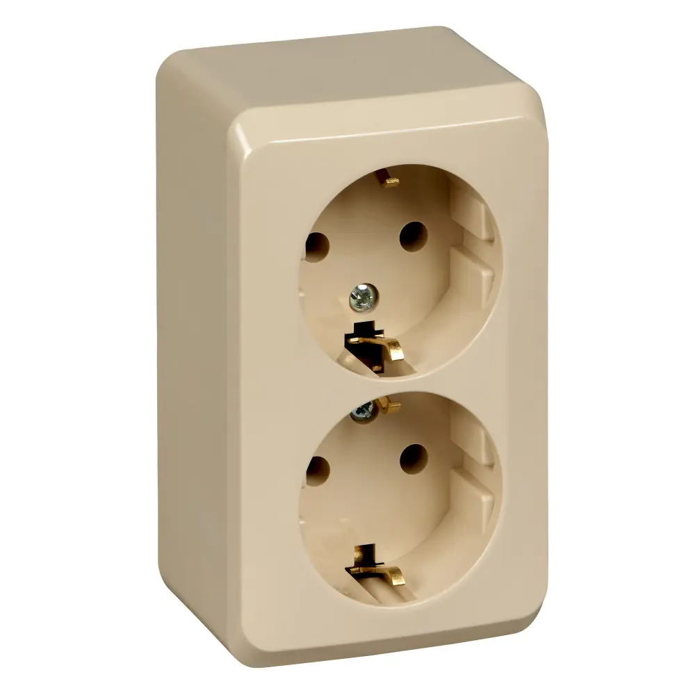Розетка двойная Systeme Electric Этюд кремовая с заземлением 89365965 STLM-1113981