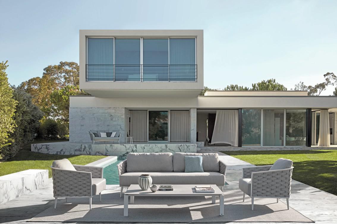 Кушетка белая веревка 45мм серебристая Manutti Cascade MNST753 - Вид №7