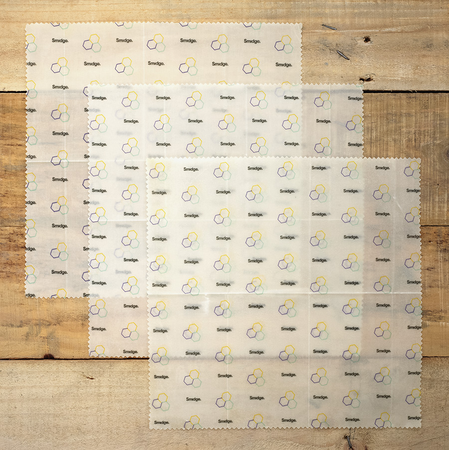 SMID81 Набор из 3 многоразовых оберток honeycomb пчелиный воск, средний Smidge  - Вид №1