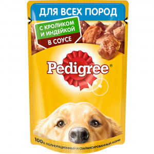 ПР0053690 Корм для собак Кролик, индейка пауч 85г PEDIGREE