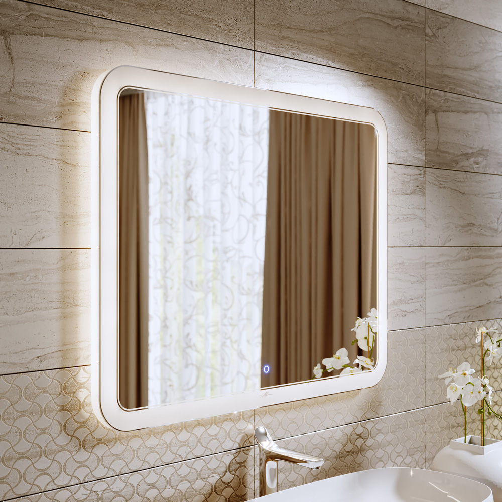 Зеркало в ванную с подсветкой белое 90х80 см Vanda Lux ALAVANN VANDA LUX 303908 Белый  - Вид №2