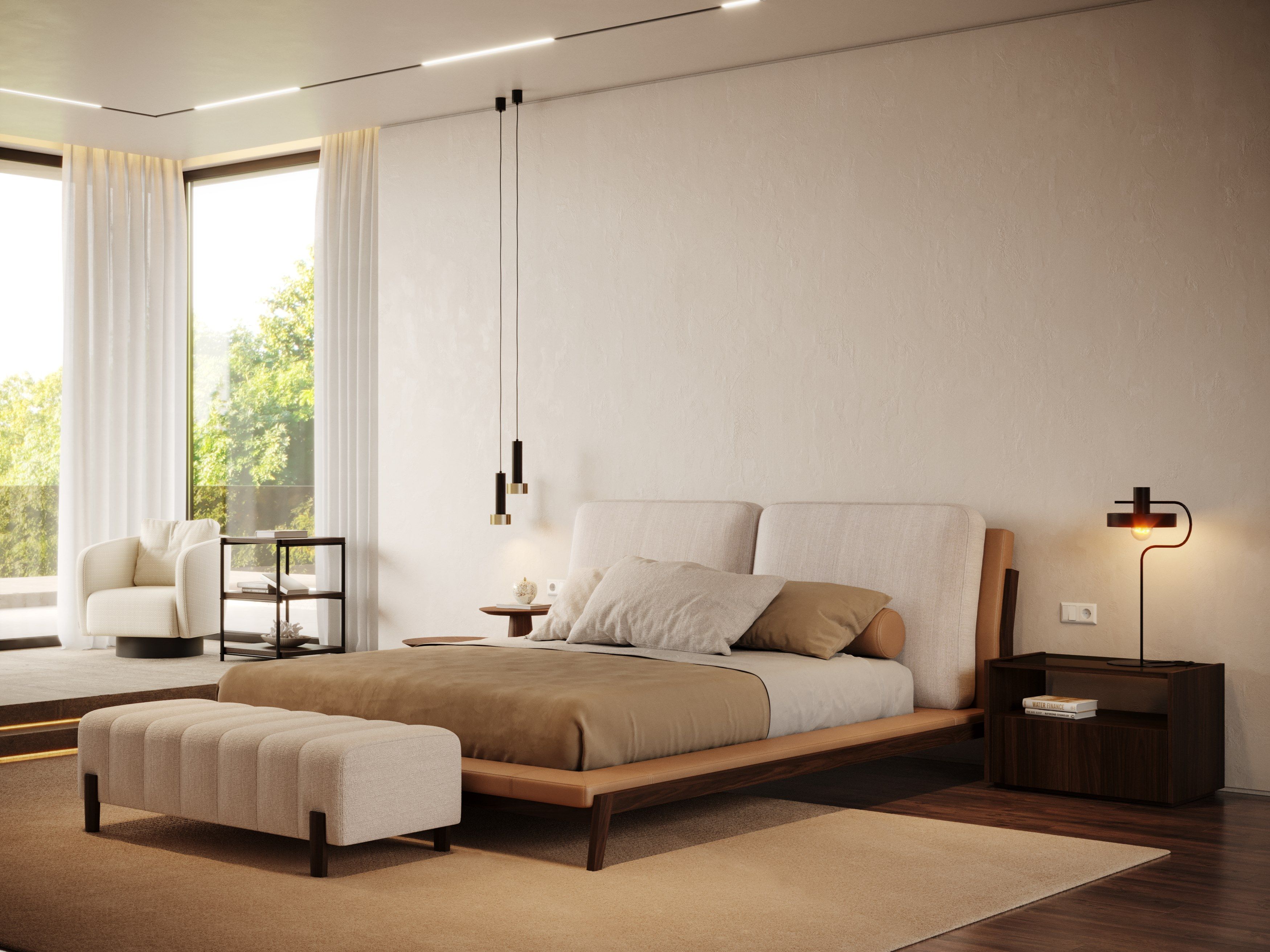 Двуспальная кровать из верблюда с мягким изголовьем Stylish Club Milos ARCH-00047409 - Вид №10