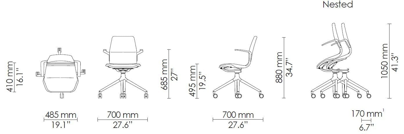 4-спицевые подлокотники поворотный операционный офисный стул Howe AS series ARCH-00018026 - Вид №5