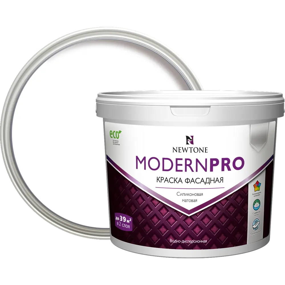 Краска водно-дисперсионная интерьерная фасадная Newtone Modern Pro силиконовая база А 9 л 84439902 STLM-2017372 