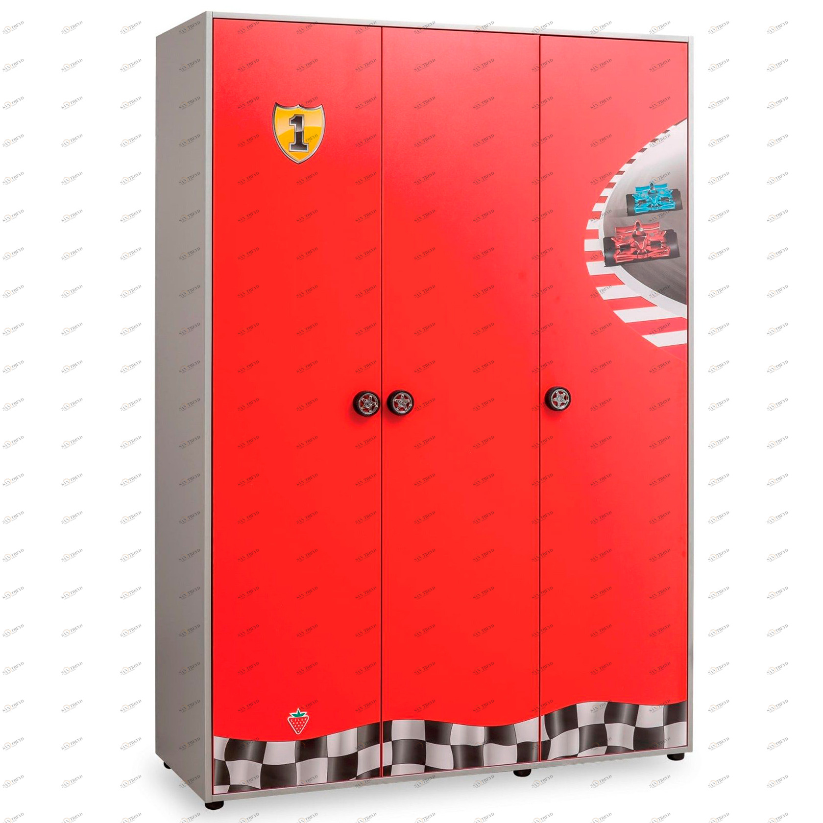 Шкаф трехстворчатый распашной красный Race Сup CILEK RACE CUP 00-3832571 Красный Santreyd 