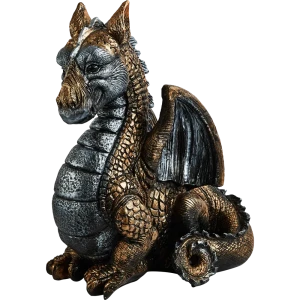 Santreyd Дракон — садовая фигура из камня с серебристо-золотистой эмалью 89341420