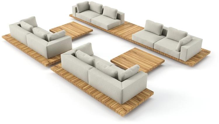 solpuri Низкий квадратный журнальный столик из тика Plateau sun-id-1514412 - Вид №3