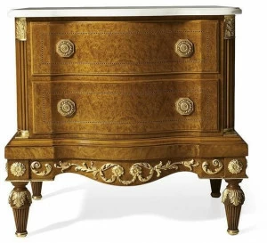 OAK Деревянная тумбочка с мраморной столешницей в неоклассическом стиле Galleria