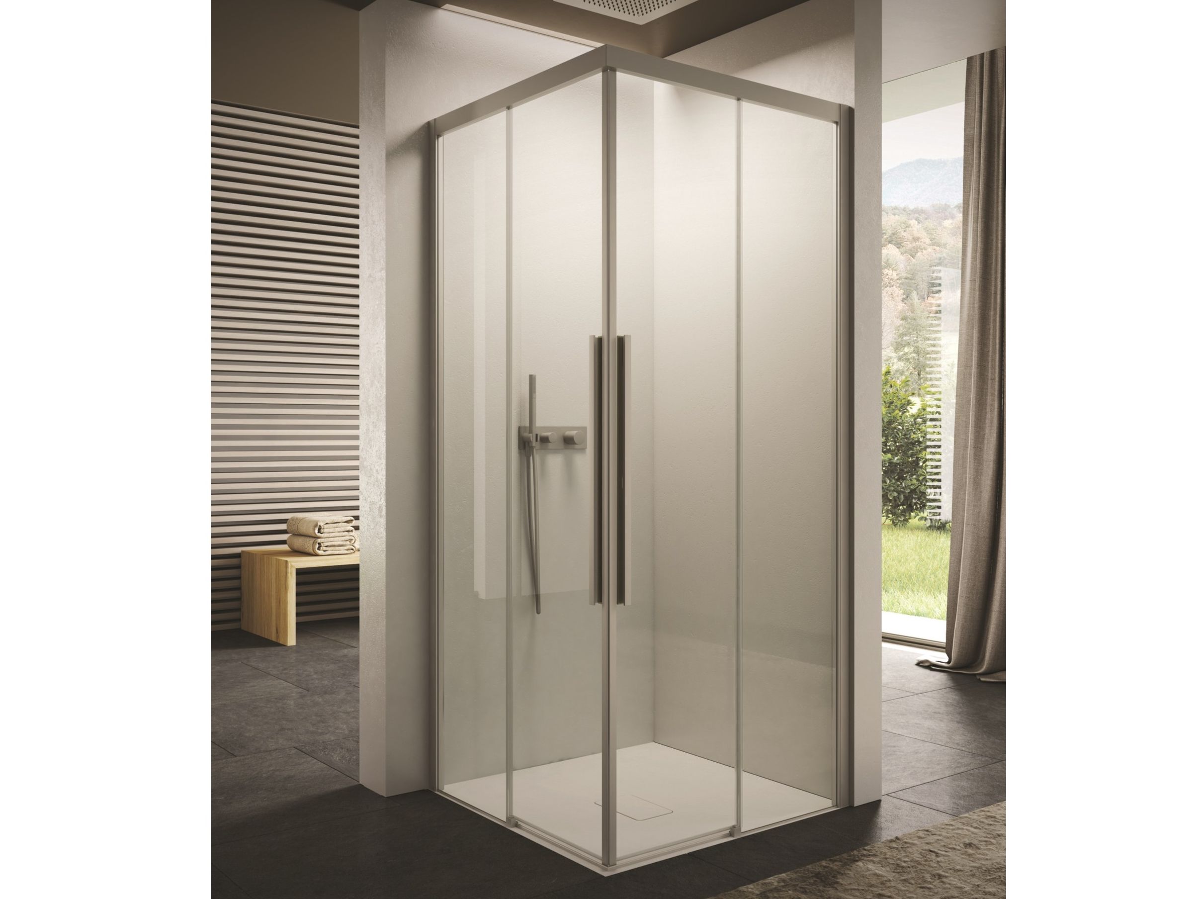 Квадратная стеклянная душевая кабина с раздвижной дверью DISENIA ARCH-00042453