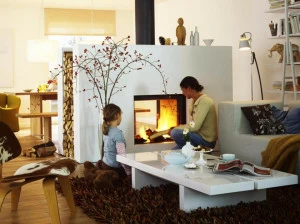 Stûv Двухсторонний встроенный дровяной камин Stûv 21