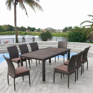 Обеденная группа коричневая, искусственный ротанг, на 8 персон Brown AFINA  00-3948310 Коричневый