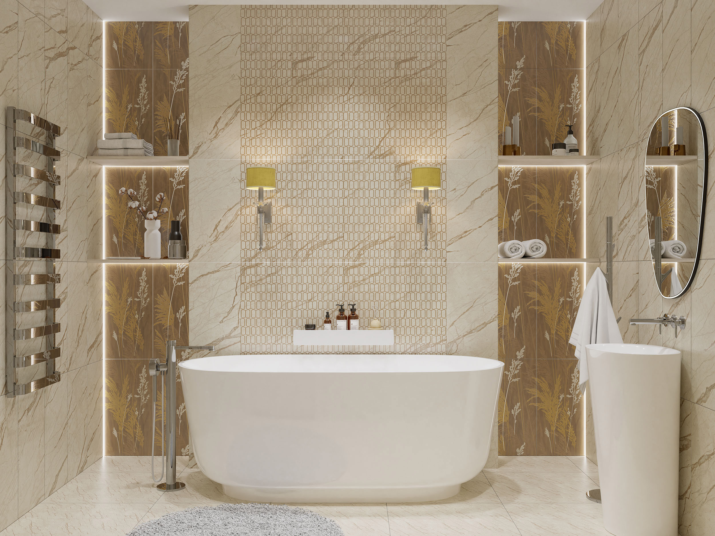 87121289 Декор настенный Pampas 1 31.5x63 см матовый цвет бежевый Forest STLM-0073408 AZORI  - Вид №3