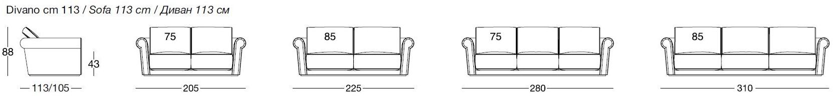 Longhi 3-х местный кожаный диван Loveluxe W 540 - Вид №2