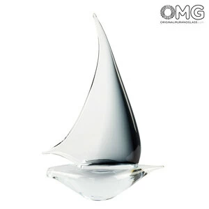 2868 ORIGINALMURANOGLASS Скульптура Чёрный Парусник - Original Murano Glass OMG 24 см