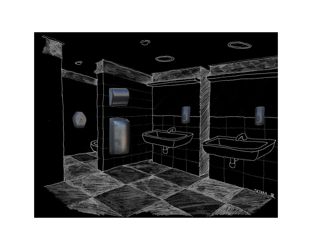 CUH320 UNIQUE SOLID CUT GLAMOUR BLACK LINE механический диспенсер для полотенец в рулонах Merida  - Вид №1