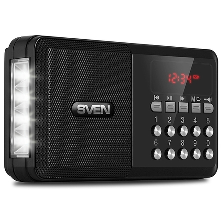 SV-016845 ps -60, черный (3 вт, fm-тюнер, usb, microsd, led-дисплей, фонарь, 3xaa, 600ма*ч) Sven Santreyd  - Вид №5