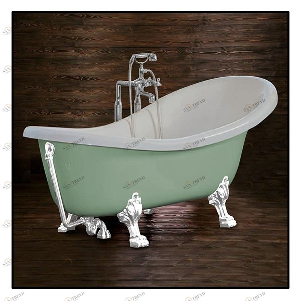 Ванна Akcjum Rectime 160 WR-03-01-KB-A овальная салатовая с белыми ножками WR0301KBA