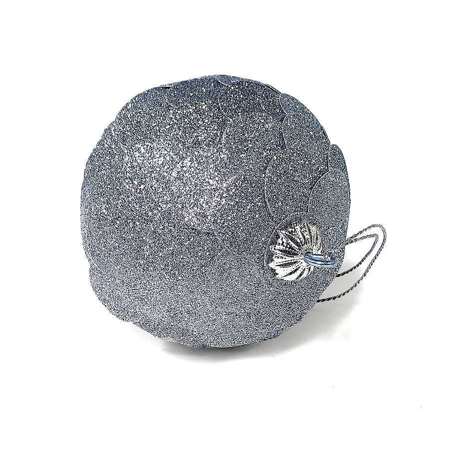 Шар новогодний серебряный с блестящими чешуйками Paper ball, 10 см ENJOYME  253103 Серебро;серый  - Вид №1